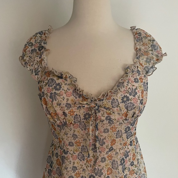 Altered State Floral Mesh Lined Cap Sleeve 90s Grunge Goth Punk Babydoll Dress M - Picture 2 of 11